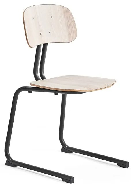 Školská stolička YNGVE, podnož s klzákmi, výška 460 mm, antracit/jaseň