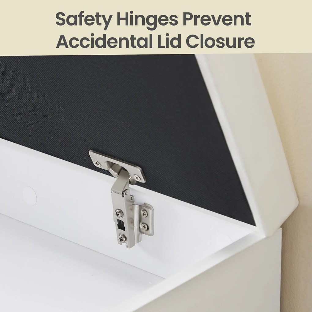 Úložná lavička s vankúšom, čalúnené sedenie na topánky, 30 x 80 x 44 cm, biela