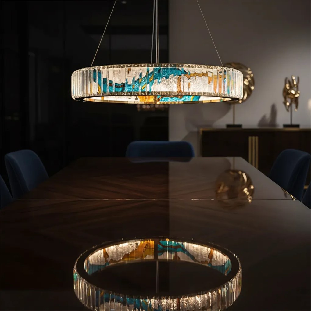 Toolight Toolight, LED stropné svietidlo 60cm + diaľkové ovládanie APP1748-CP, zlatá-priehľadná, OSW-07894