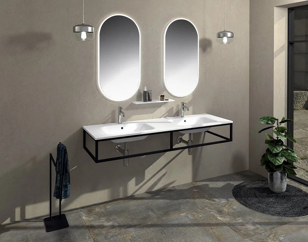 Sapho Sapho, SKA konzola pod umývadlo/dosku, 160x22x51cm, čierna matná, SKA860