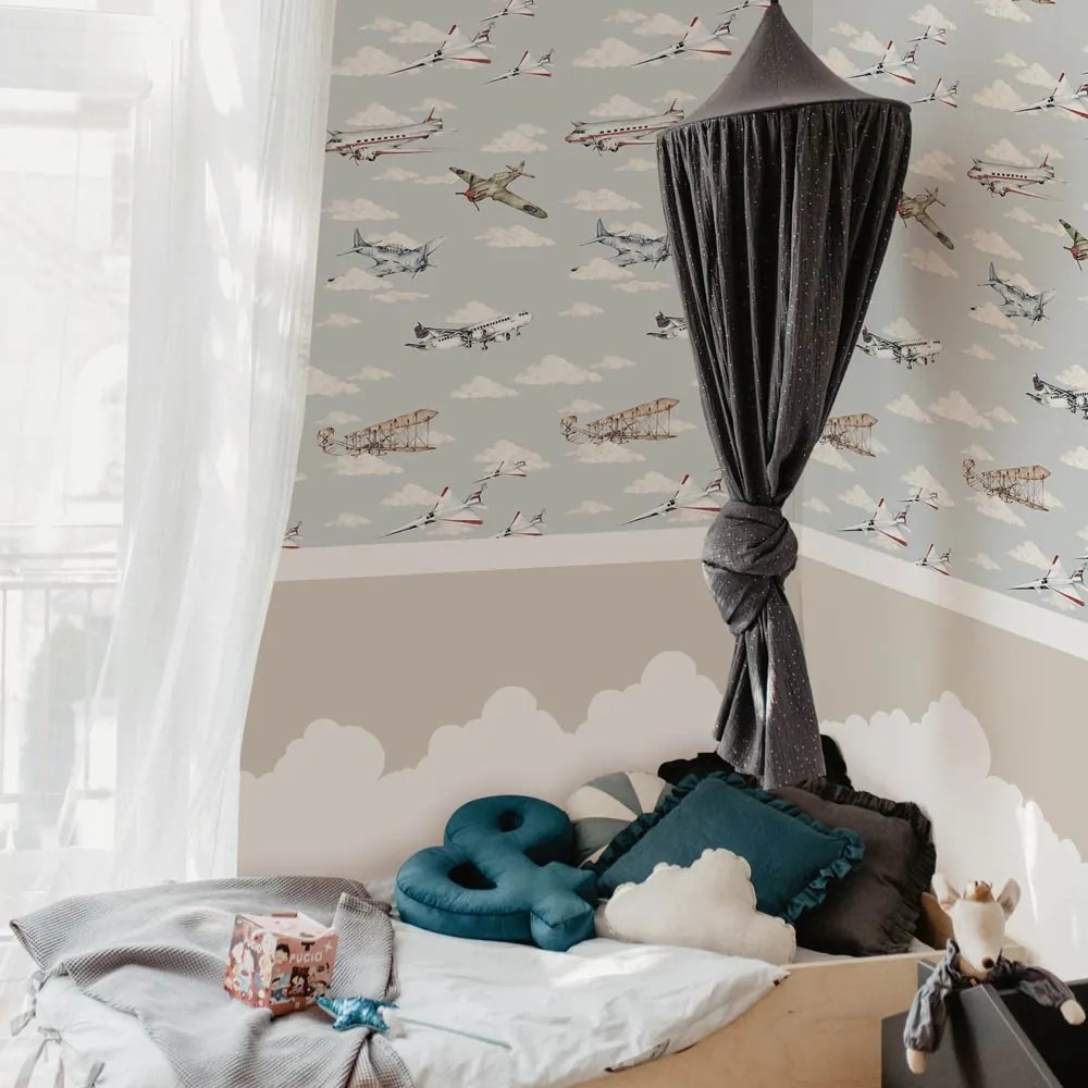 Tapeta lietadla modrá / priemyselný vývoj 280×50 cm