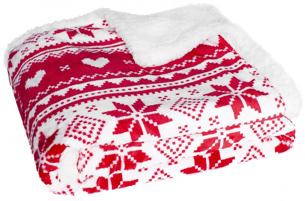 FARO Vianočná deka baránková 150x200 cm - Červená