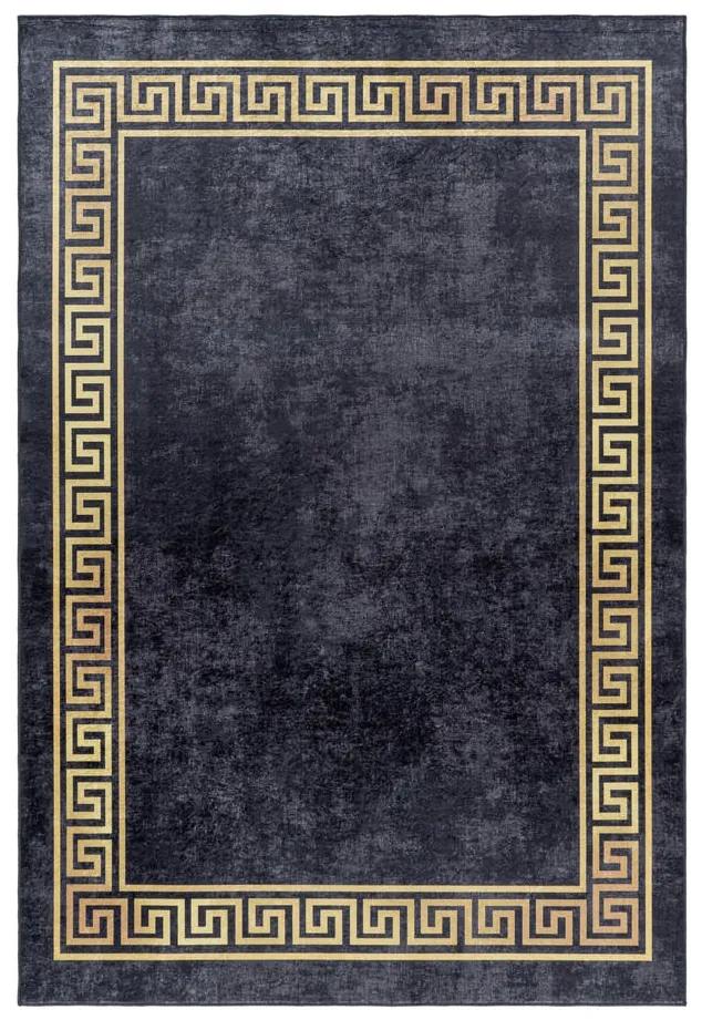 XXXLutz PLOCHO TKANÝ KOBEREC, 80/150 cm, čierna, zlatá Novel - Koberce - 003396404854
