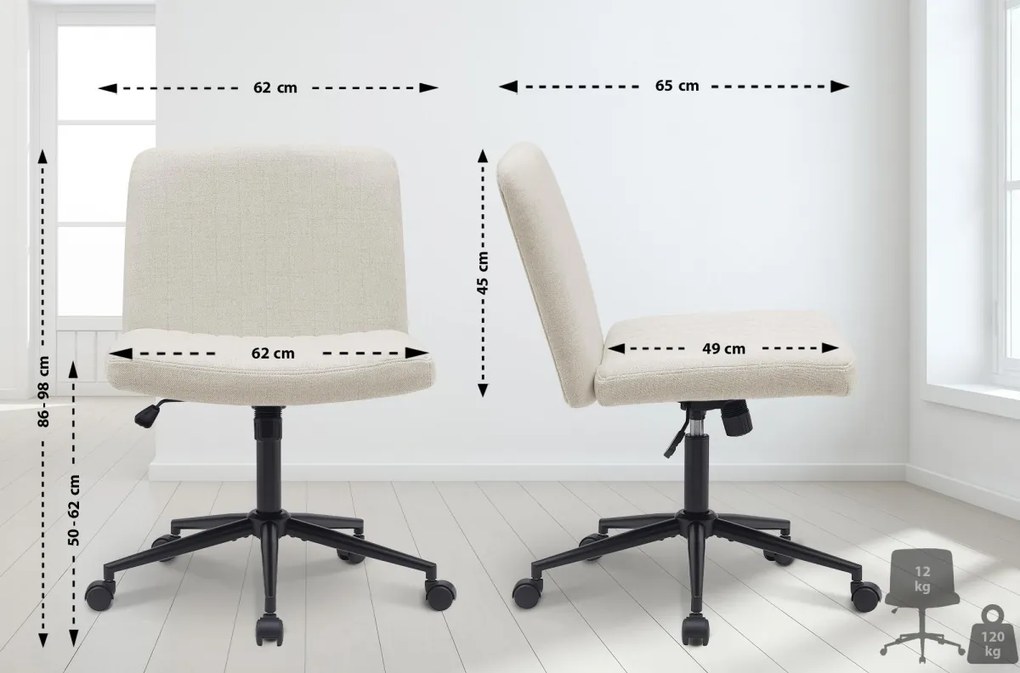 Design-Shop Kancelářská stolička Kingman látka - Krémová
