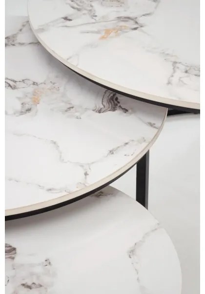 Sada 3 ks konferenčných stolíkov COMORO, biela/čierna