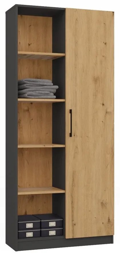 Regál Recados 1 (antracit + dub artisan). Akcia -20%. Vlastná spoľahlivá doprava až k Vám domov. 1132653