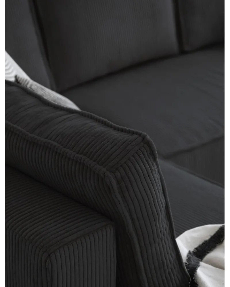 Antracitovosivá menčestrová rozkladacia rohová pohovka (ľavý roh/do tvaru "U") Brave Dave – Miuform