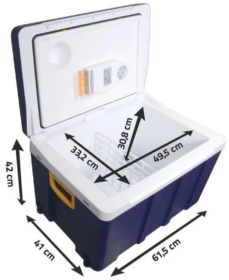 Pojazdný chladiaci box 60 W, 230/12 V, 50 l modrá/žltá