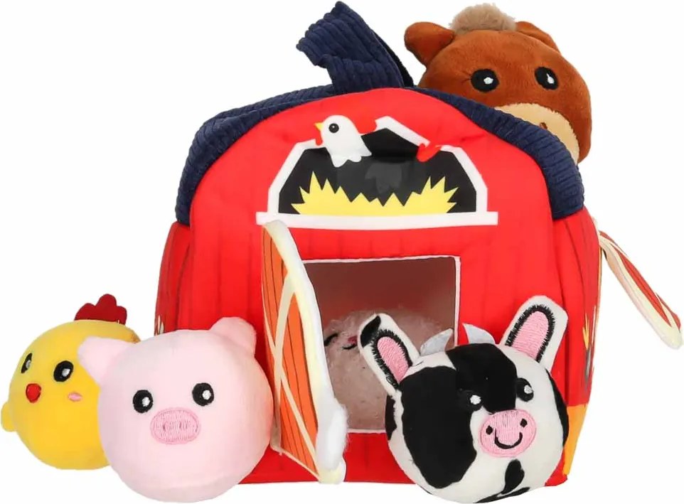 KIK Senzorický plyšový domček triedička Farma so 7 zvieratkami