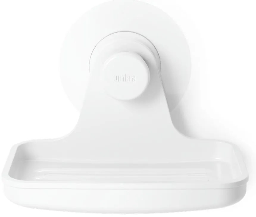 Biela nádobka na mydlo z recyklovaného plastu bez vŕtania Flex – Umbra