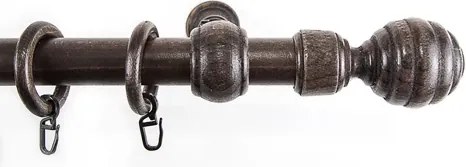 Záclonová tyč s háčikmi Granát 240 cm, tmavé drevo%