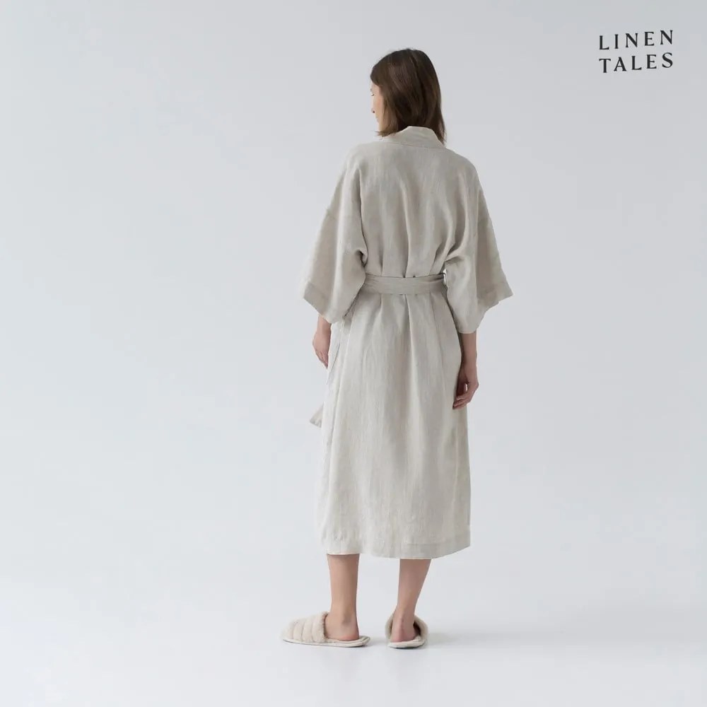 Béžový ľanový župan veľkosť S/M Summer - Linen Tales