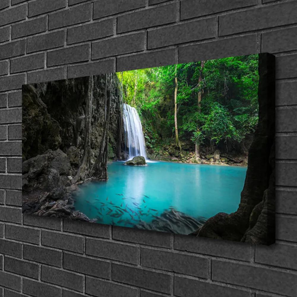 Obraz na plátne Jazero vodopád príroda 140x70 cm