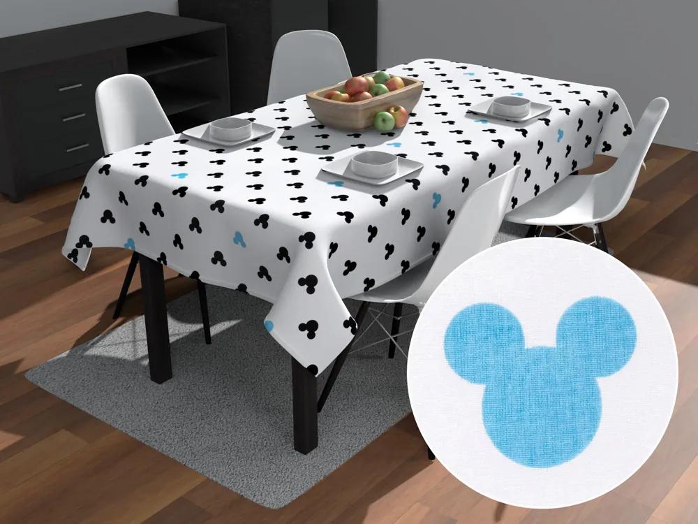 Biante Detský bavlnený obdĺžnikový obrus Sandra SA-079 Čierne a modré myšky Mickey 100x160 cm