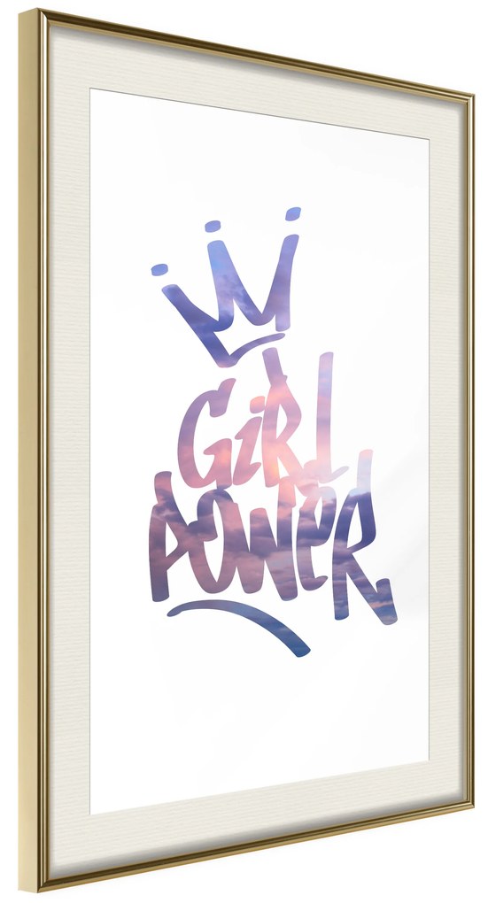 Artgeist Plagát - Girl Power [Poster] Veľkosť: 20x30, Verzia: Čierny rám s passe-partout