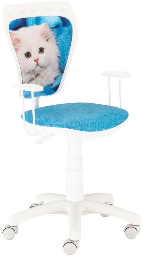 Kancelárska stolička Ministyle White Biela mačka tyrkysový prehoz