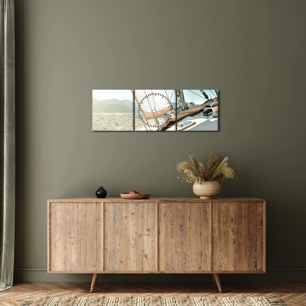 Obraz - Loď (s hodinami) (90x30 cm)