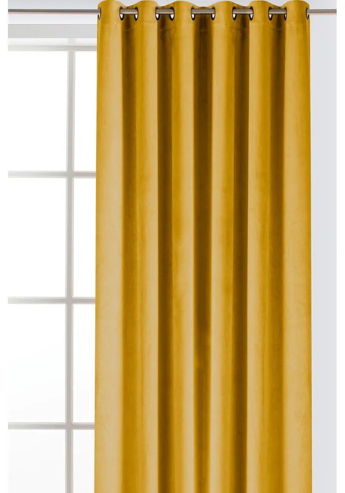 Zamatový dimout záves v horčicovej farbe 400x270 cm Velto – Filumi