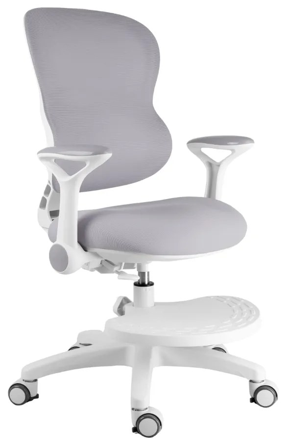 Detská rastúca stolička Neoseat JUNI 006 — látka, prateľný poťah, sivá