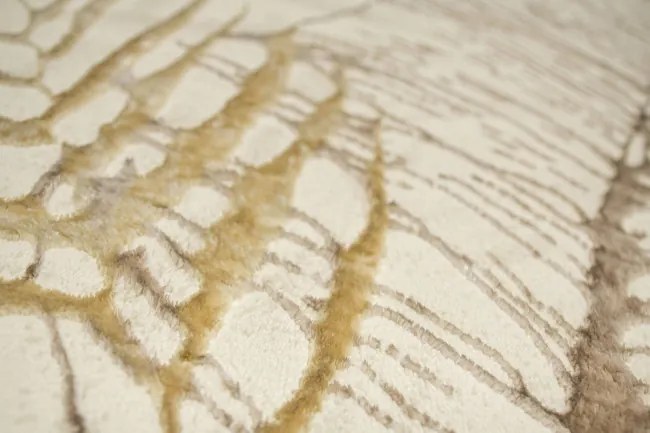 Koberec Allora Plus F784A lístie, krémový / béžový / zlatý