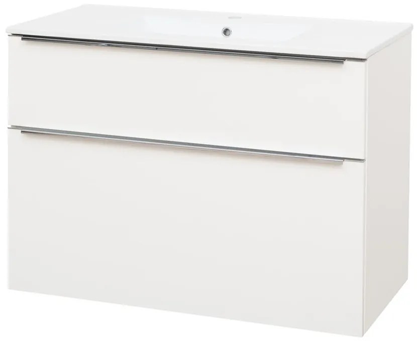 Mereo Mereo, Mailo, kúpeľňová skrinka s keramickým umývadlom 101 cm, chrómové madlo, MER-CN512