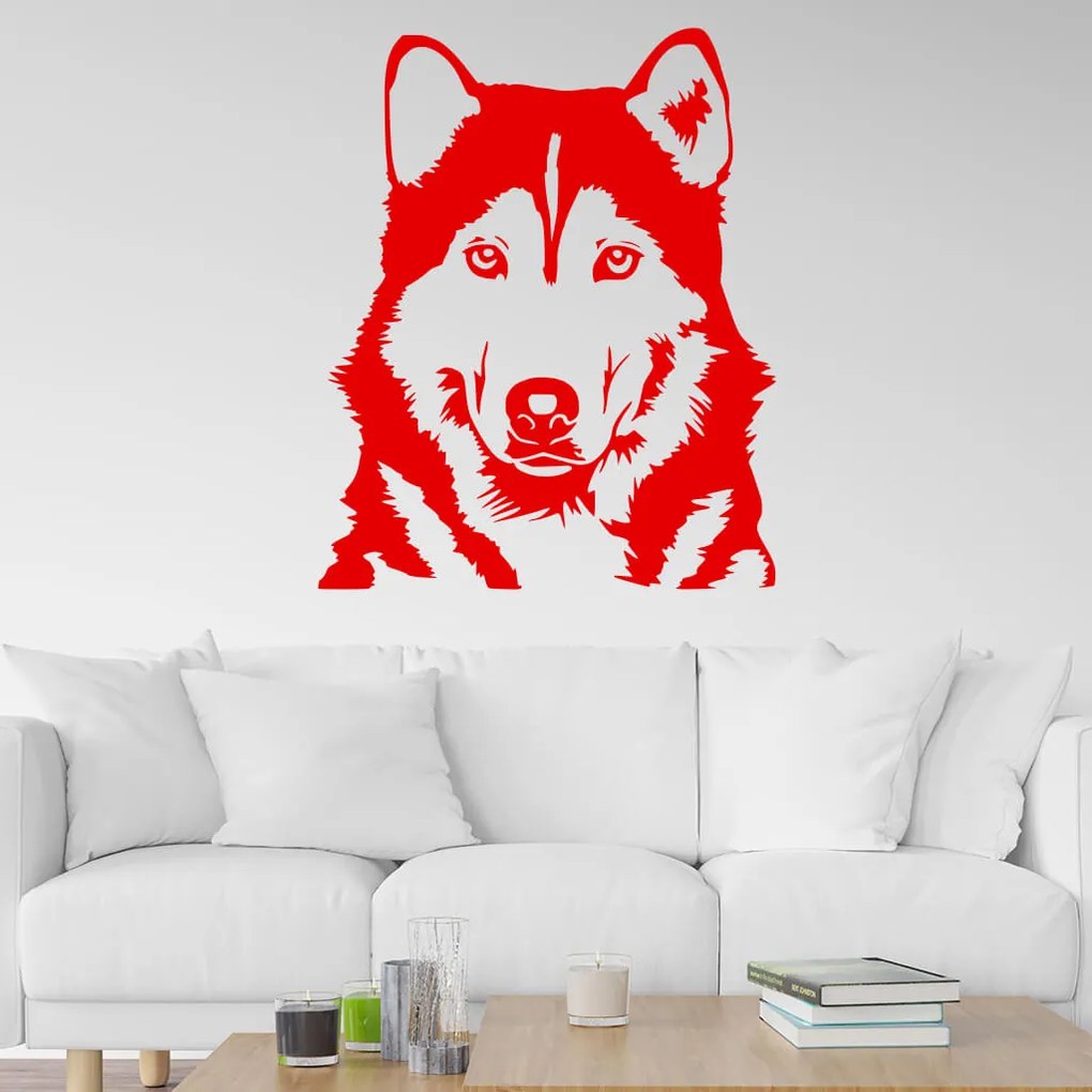 Veselá Stena Samolepka Husky Farba: bílá, Veľkosť: 100 x 81 cm