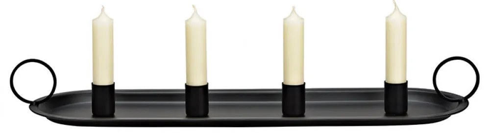 Adventný kovový svietnik ARRANGEMENT 49x14 cm - viac farieb Farba: Čierna