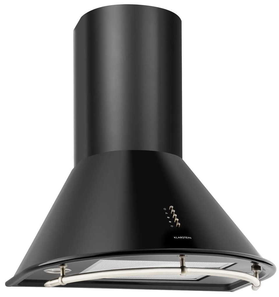 Klarstein Noir, digestor, 60 cm, komínový, 490 m³/h, retro dizajn, nehrdzavejúca oceľ, čierny