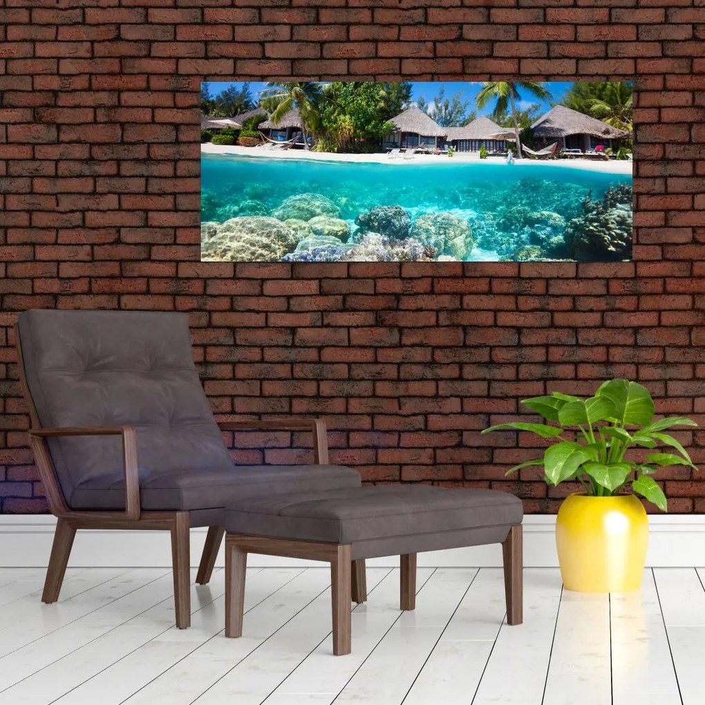 Obraz pláže na tropickom ostrove (120x50 cm)