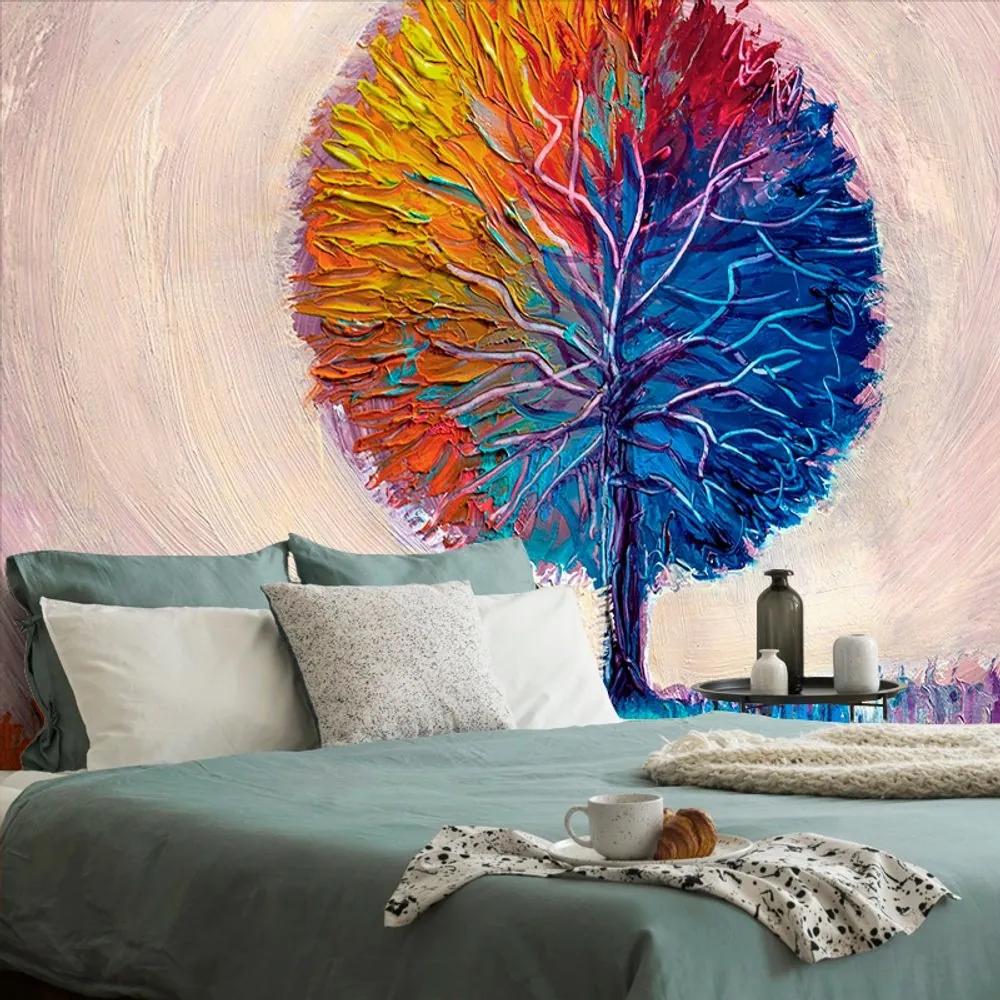 Tapeta farebný akvarelový strom - 225x150