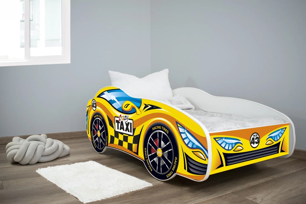 TOP BEDS Detská auto posteľ Racing Cars 160cm x 80cm - TAXI