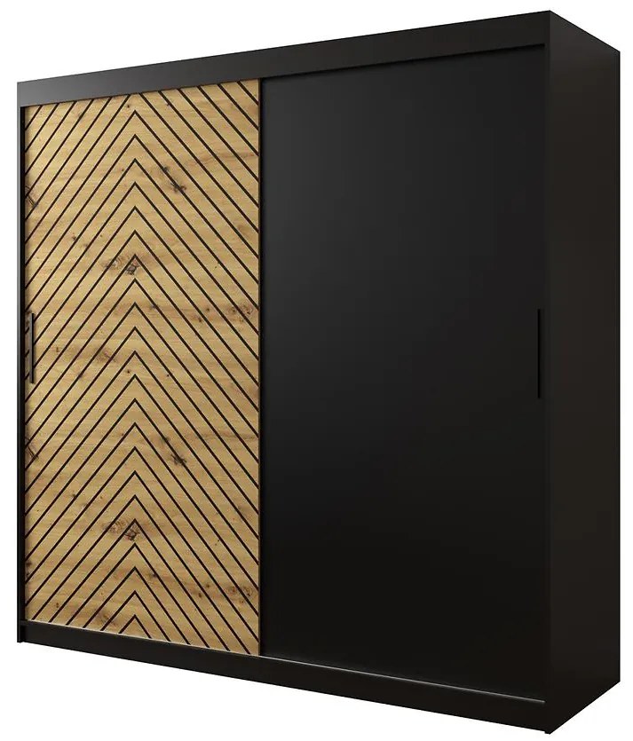 Skriňa Jodełka 200 čierna/dub Artisan/čierna