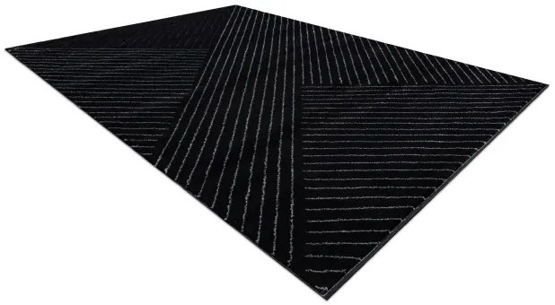 Koberec EMERALD exkluzívny A0084 glamour, styl, linie, geometrický čierny / strieborný