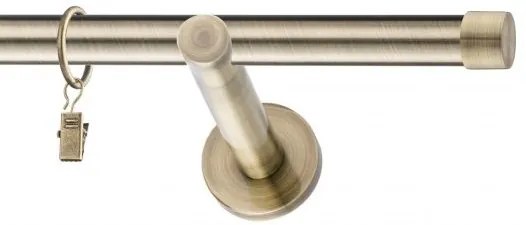 Dekorstudio Mosadzná jednoradová garniža LUNA 19mm Dĺžka: 160cm, Typ uchytenia: Držiak modern, Typ príslušenstva: Krúžky tiché so štipcami