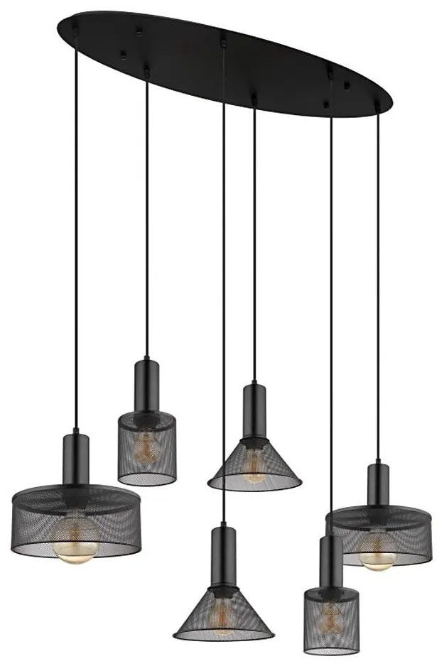 Globo 15648-6H - Luster na lanku JEDD 6xE27/60W/230V čierna