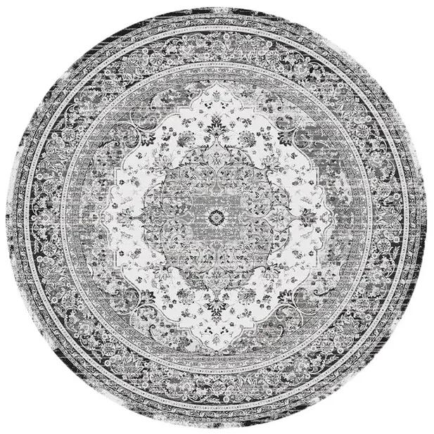 Dizajnový okrúhly koberec Maile 200 cm čierno-biely