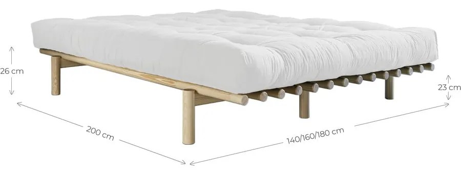Dvojlôžková posteľ z borovicového dreva s roštom 140x200 cm Pace – Karup Design