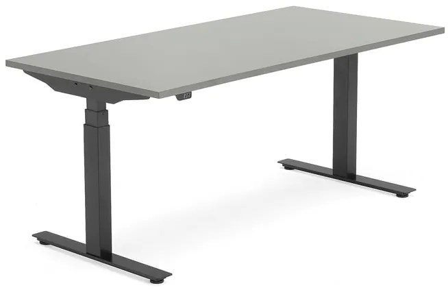 Výškovo nastaviteľný stôl MODULUS, 1600x800 mm, čierna, svetlošedá