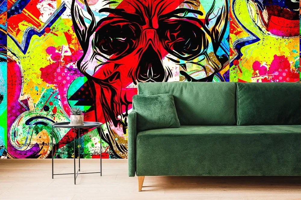 Tapeta lebka v graffiti  prevedení