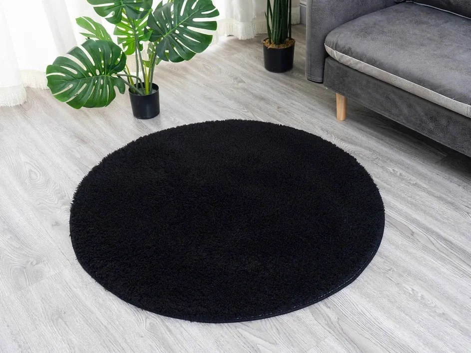 Okrúhly koberec Alpaka v čiernej farbe – mäkký a moderný Rozmer: 80 cm