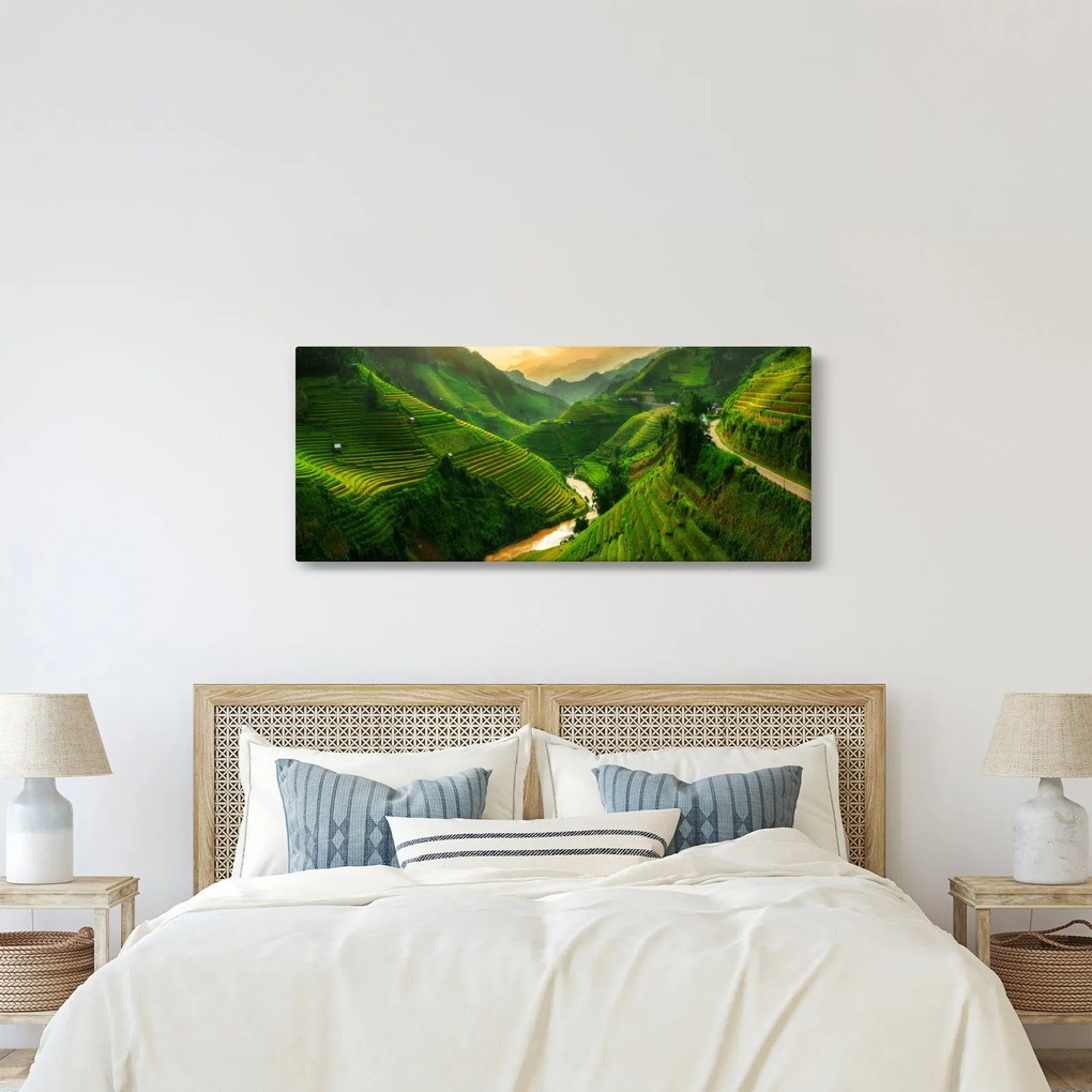 Obraz - Ryžové terasy Mu Cang Chai (120x50 cm)