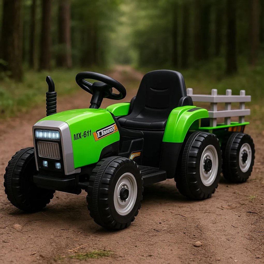 Elektrické autíčko Traktor s prívesom NV-X611 zelené
