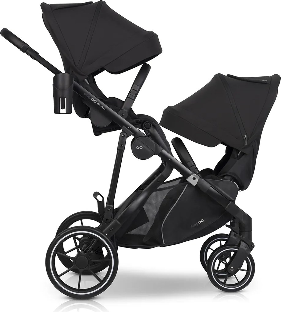 Súrodenecký kočík EasyGo Duoflex Ebony Black 2 športové časti