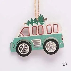 DECOLED Ozdoba, autobus, 12 x 9,5 cm, drevená