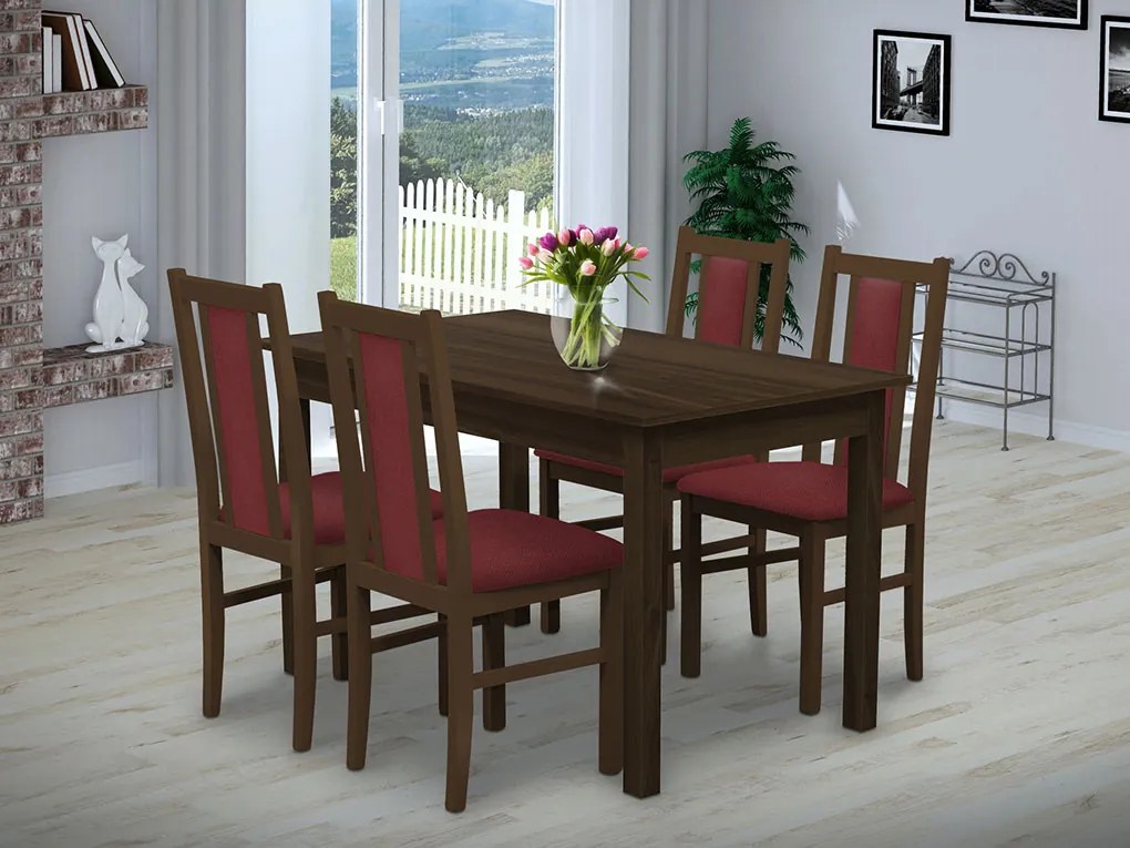 Nabytekmorava Jedálenský set Brooklyn pre 4 osoby, stôl 140x80 cm farba lamina: Antracit, čalúnenie vo farbe: SCALA škoricová 54