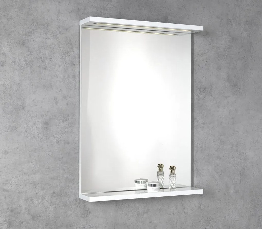 Aqualine Aqualine, KORIN STRIP zrkadlo s LED osvetlením a poličkami 70x70x12cm, KO360S