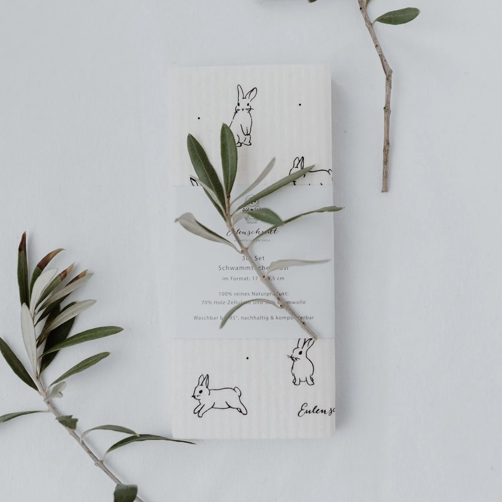 Eulenschnitt Prírodná hubová utierka Rabbit – set 3 ks