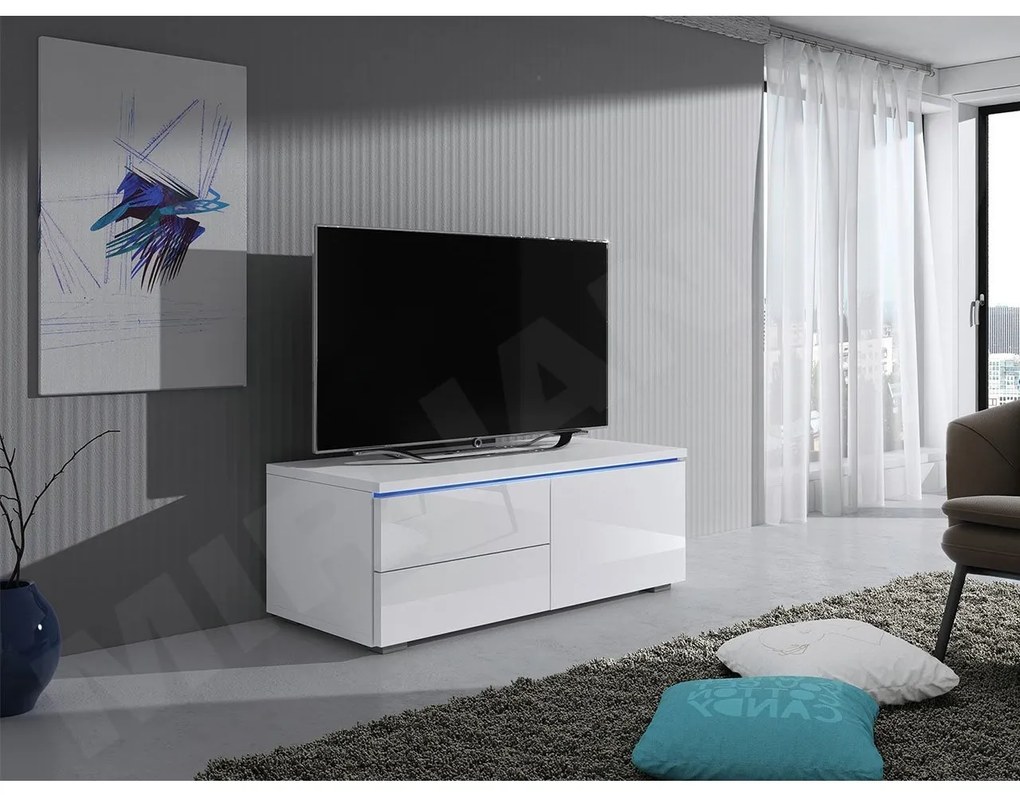 TV stolík Cleo XI P, Farby: biela / šedý lesk