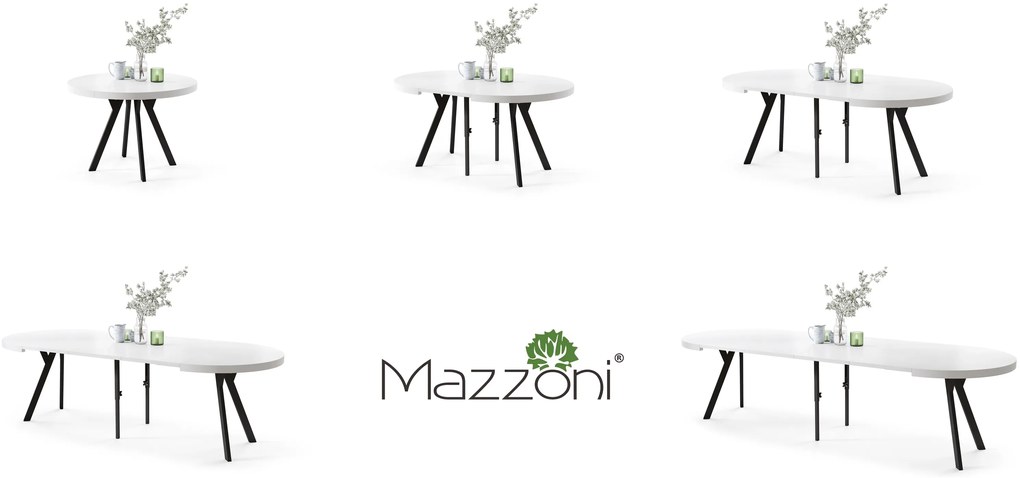 EXPANSO Biely mat / čierne nohy - VEĽKÝ OKRÚHLY STÔL Ø110 ROZKLADACÍ AŽ DO 310 cm S NOHAMI Y LOFTOVÝ / INDUSTRIÁLNY