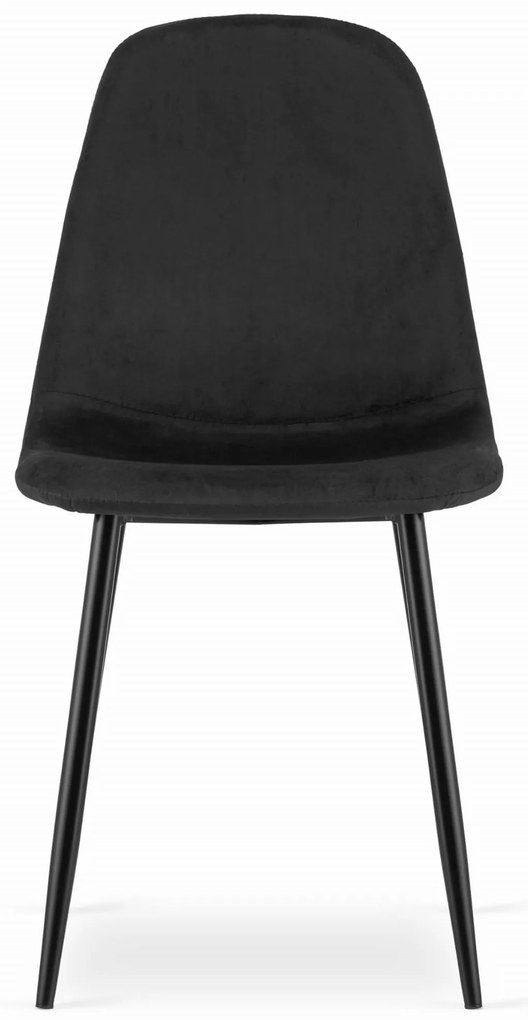 Čierna zamatová stolička COMO s čiernymi nohami